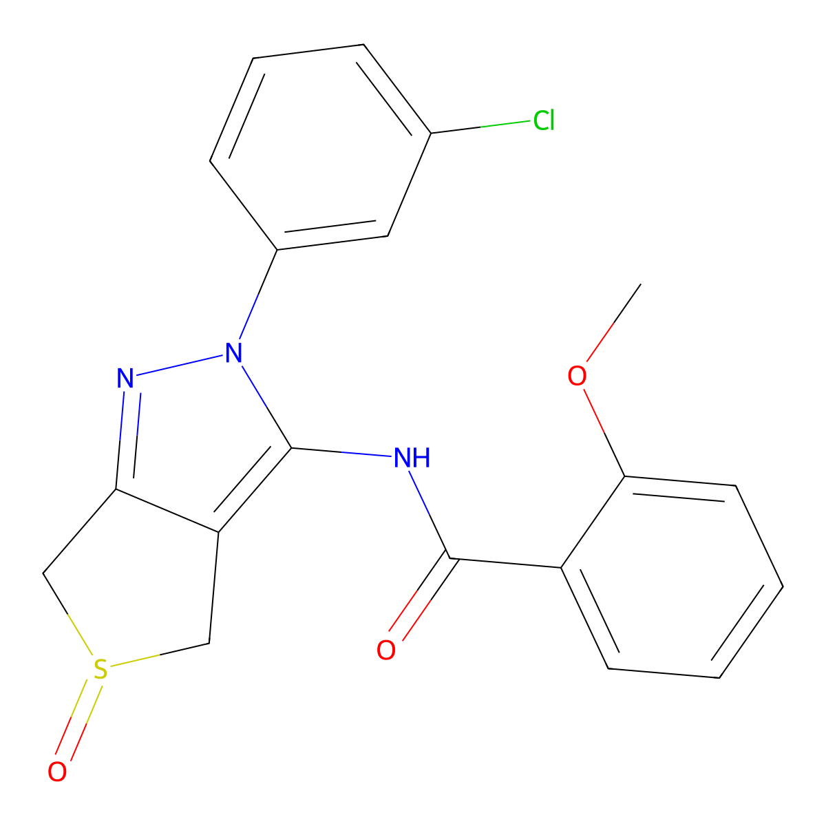 N-(2-(3-chlorophenyl)-5-oxido-4,6-dihydro-2H-thieno[3,4-c]pyrazol-3-yl)-2-methoxybenzamide molecular structure, CAS 1009515-54-1