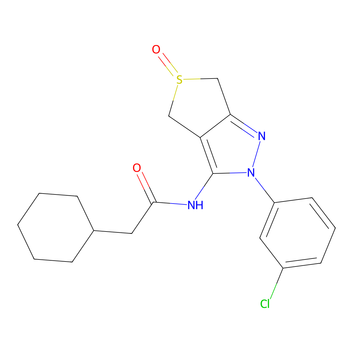 N-(2-(3-chlorophenyl)-5-oxido-4,6-dihydro-2H-thieno[3,4-c]pyrazol-3-yl)-2-cyclohexylacetamide molecular structure, CAS 1009515-77-8