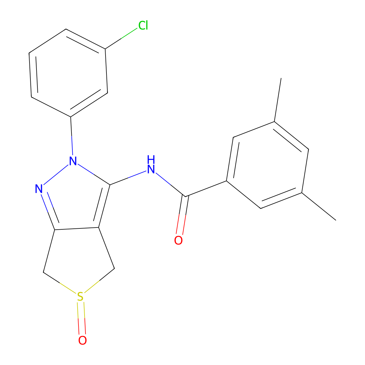 N-[2-(3-chlorophenyl)-5-oxo-4,6-dihydrothieno[3,4-c]pyrazol-3-yl]-3,5-dimethylbenzamide molecular structure, CAS 1009518-12-0