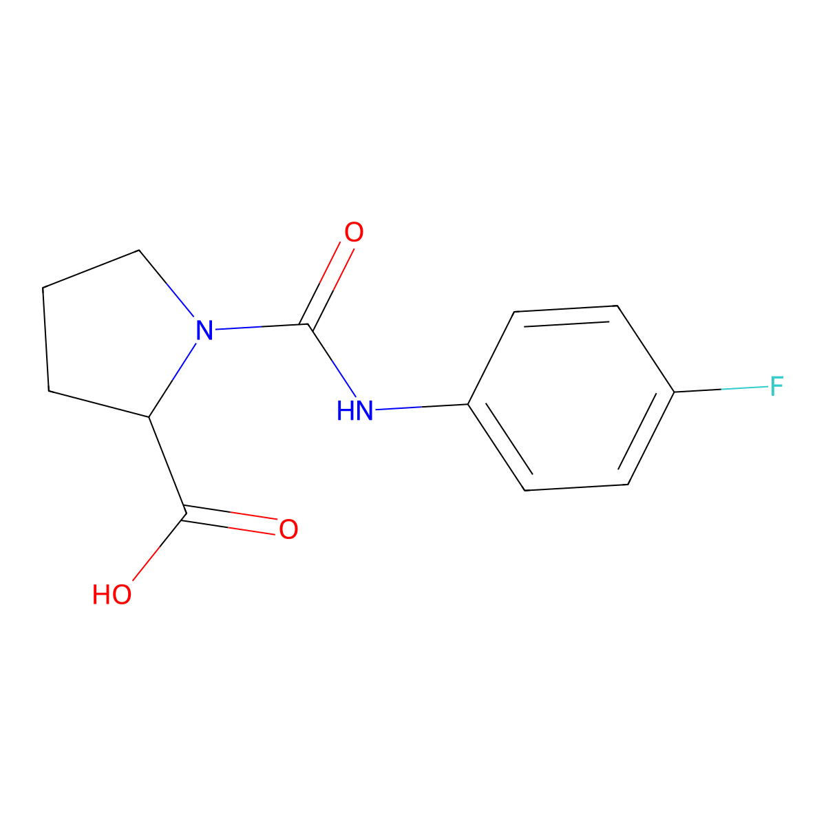 1-[(4-Fluorophenyl)carbamoyl]pyrrolidine-2-carboxylic acid molecular structure, CAS 1009519-24-7