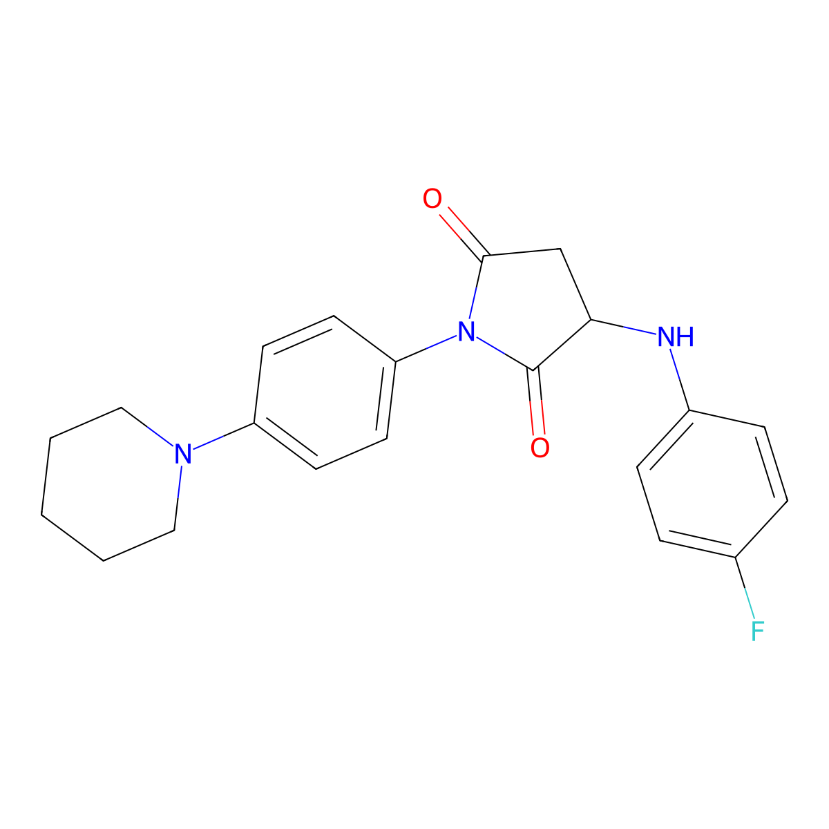 3-((4-Fluorophenyl)amino)-1-(4-(piperidin-1-yl)phenyl)pyrrolidine-2,5-dione molecular structure, CAS 1009519-68-9
