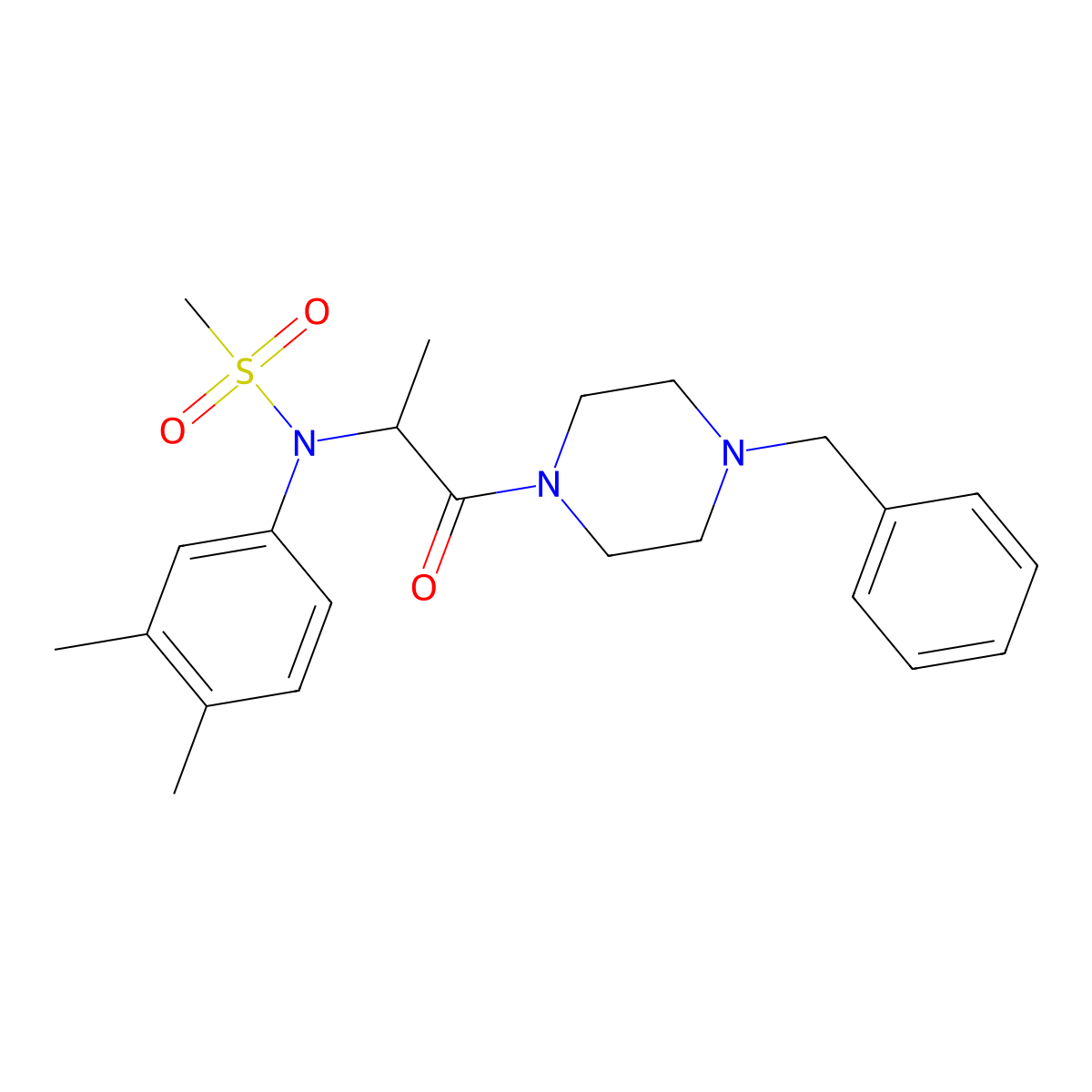 N-[1-(4-benzylpiperazin-1-yl)-1-oxopropan-2-yl]-N-(3,4-dimethylphenyl)methanesulfonamide molecular structure, CAS 1009520-94-8