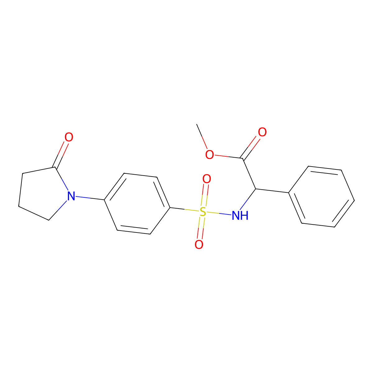 Methyl ({[4-(2-oxopyrrolidin-1-yl)phenyl]sulfonyl}amino)(phenyl)acetate molecular structure, CAS 1009523-40-3