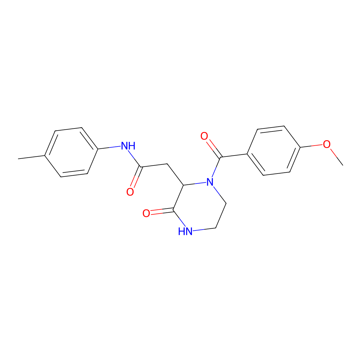 2-[1-(4-methoxybenzoyl)-3-oxopiperazin-2-yl]-N-(4-methylphenyl)acetamide molecular structure, CAS 1009523-51-6