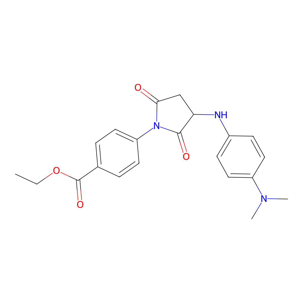 Ethyl 4-(3-{[4-(dimethylamino)phenyl]amino}-2,5-dioxopyrrolidin-1-yl)benzoate molecular structure, CAS 1009524-59-7