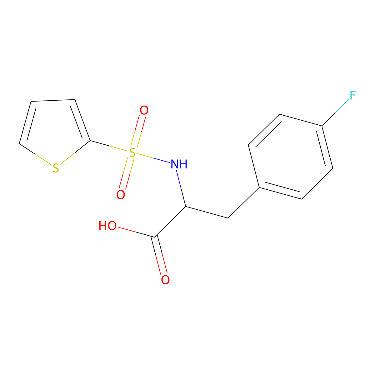 Propionic acid, 3-(4-fluorophenyl)-2-(thiophene-2-sulfonylamino)- molecular structure, CAS 1009524-90-6