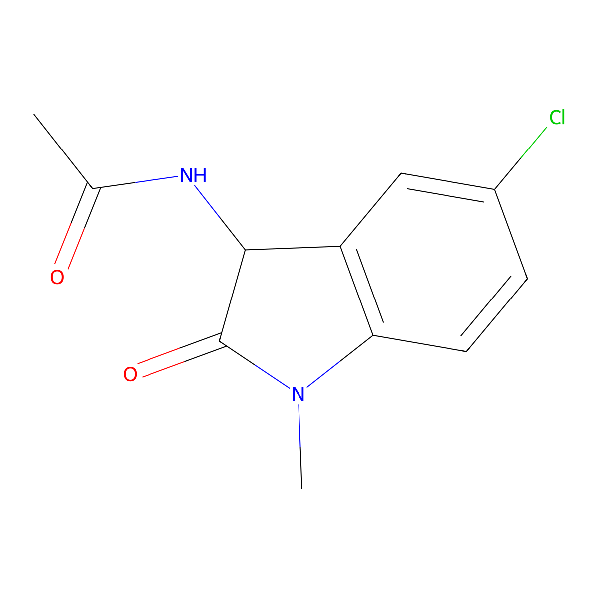 N-(5-chloro-1-methyl-2-oxoindolin-3-yl)acetamide molecular structure, CAS 1009526-84-4