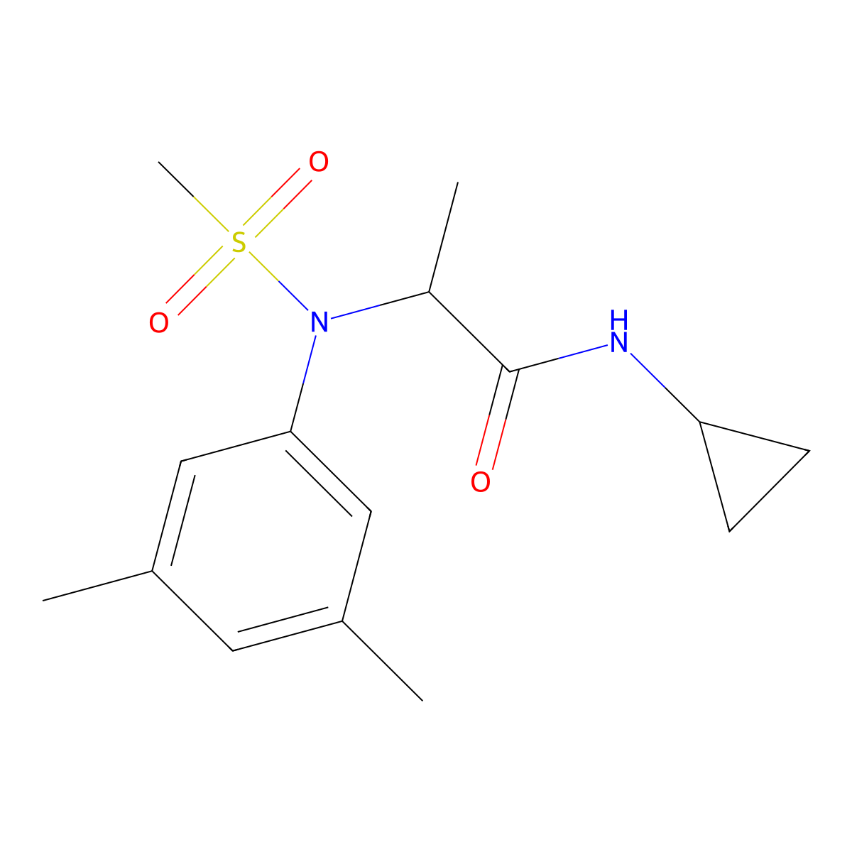N-cyclopropyl-N~2~-(3,5-dimethylphenyl)-N~2~-(methylsulfonyl)alaninamide molecular structure, CAS 1009528-55-5
