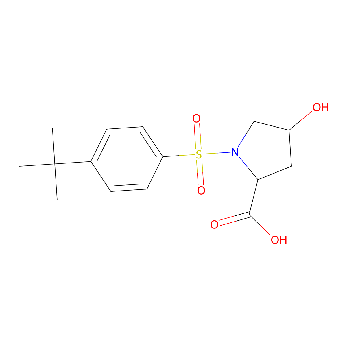 1-(4-Tert-butylbenzenesulfonyl)-4-hydroxypyrrolidine-2-carboxylic acid molecular structure, CAS 1009529-98-9