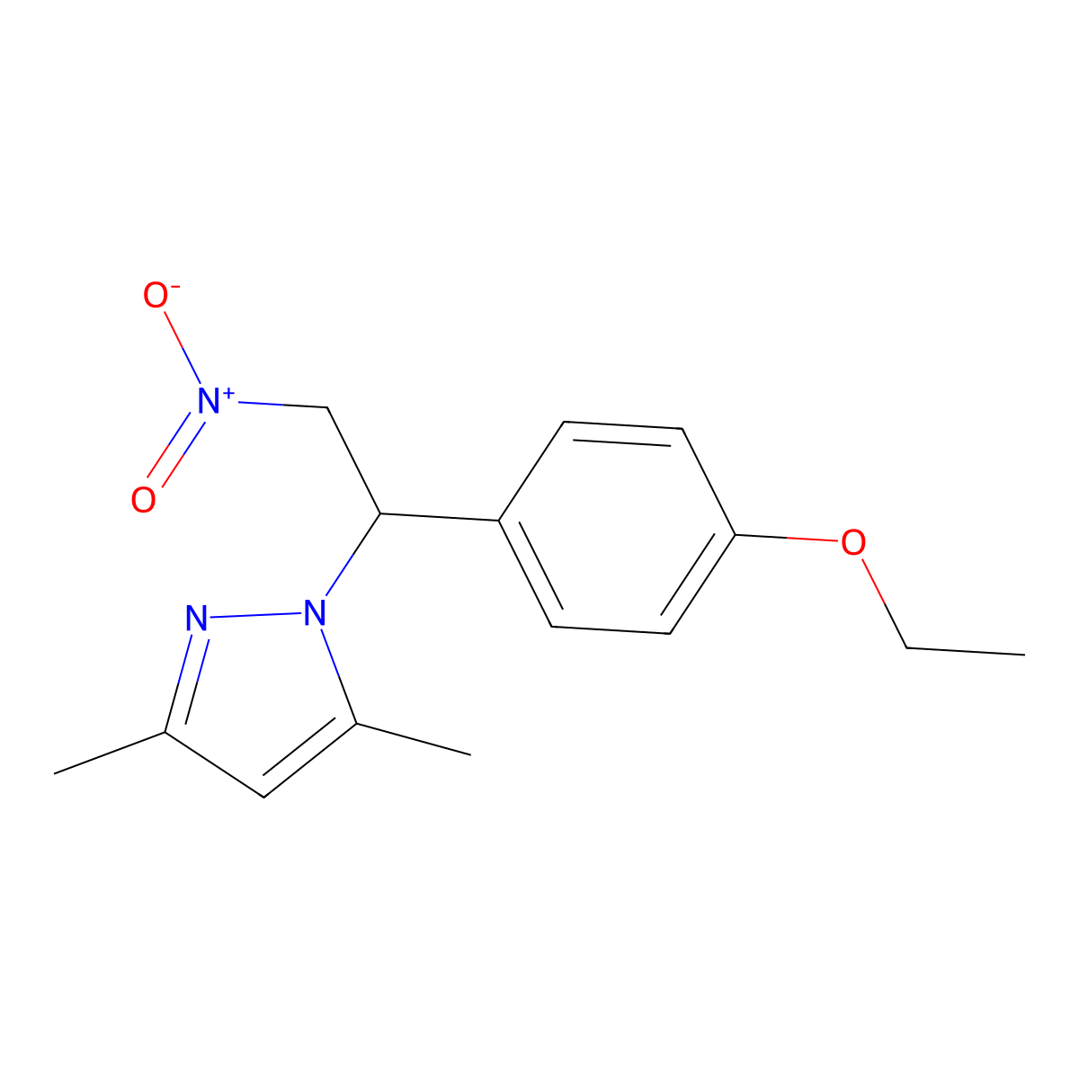 1-(1-(4-ethoxyphenyl)-2-nitroethyl)-3,5-dimethyl-1H-pyrazole molecular structure, CAS 1009534-06-8