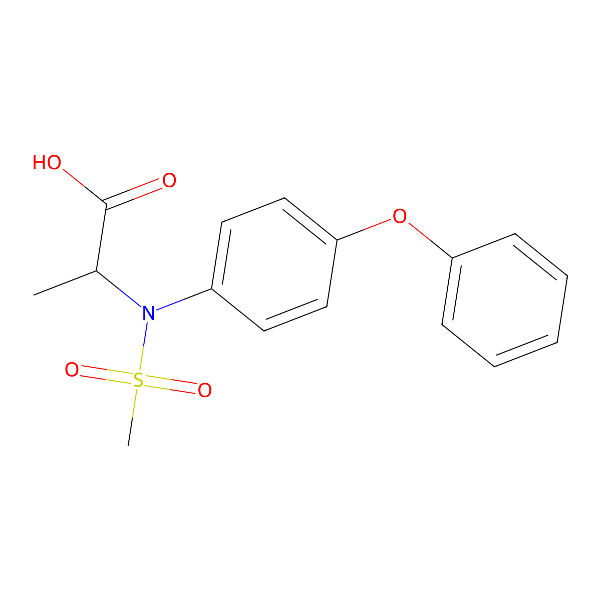 N-(methylsulfonyl)-N-(4-phenoxyphenyl)alanine molecular structure, CAS 1009535-60-7