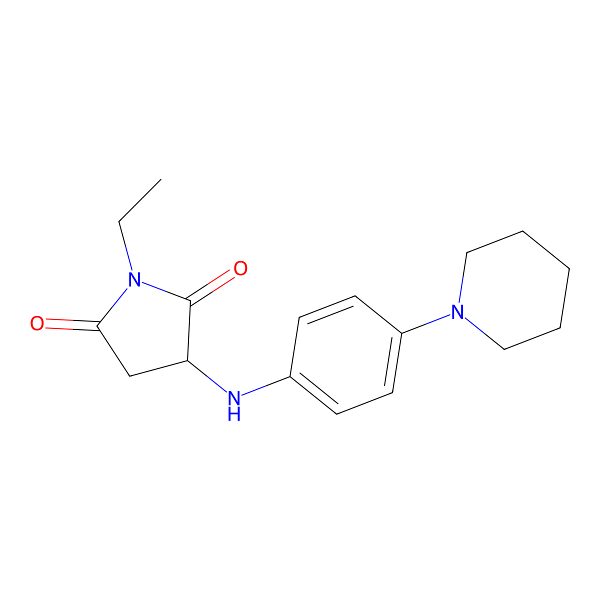 1-Ethyl-3-((4-(piperidin-1-yl)phenyl)amino)pyrrolidine-2,5-dione molecular structure, CAS 1009537-06-7