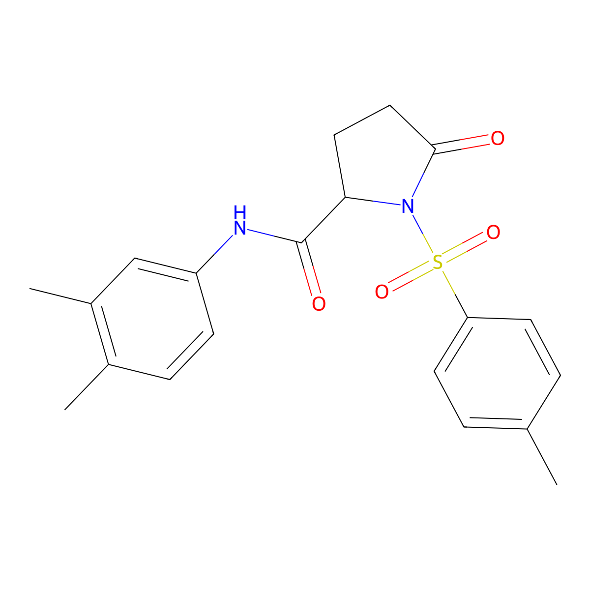 N-(3,4-dimethylphenyl)-1-(4-methylphenyl)sulfonyl-5-oxopyrrolidine-2-carboxamide molecular structure, CAS 1009537-81-8
