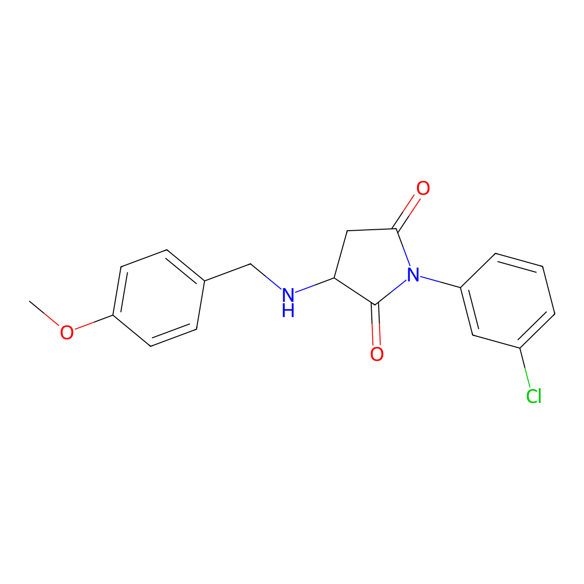 1-(3-Chlorophenyl)-3-[(4-methoxyphenyl)methylamino]pyrrolidine-2,5-dione molecular structure, CAS 1009544-88-0