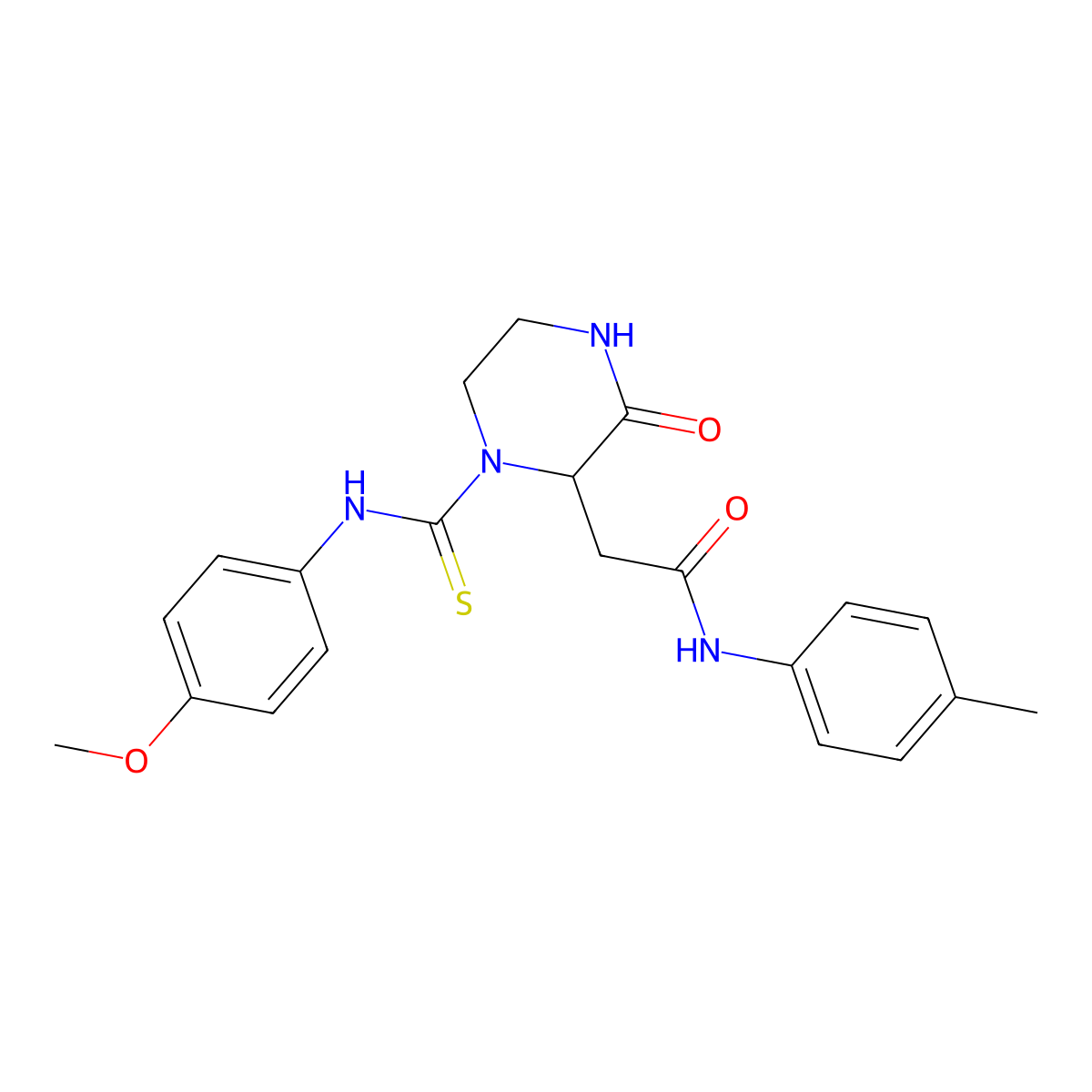 2-{1-[(4-methoxyphenyl)carbamothioyl]-3-oxopiperazin-2-yl}-N-(4-methylphenyl)acetamide molecular structure, CAS 1009547-09-4