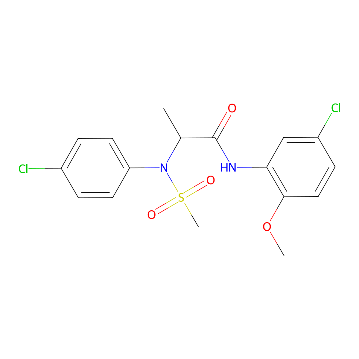 N-(5-chloro-2-methoxyphenyl)-2-(4-chloro-N-methylsulfonylanilino)propanamide molecular structure, CAS 1009547-68-5