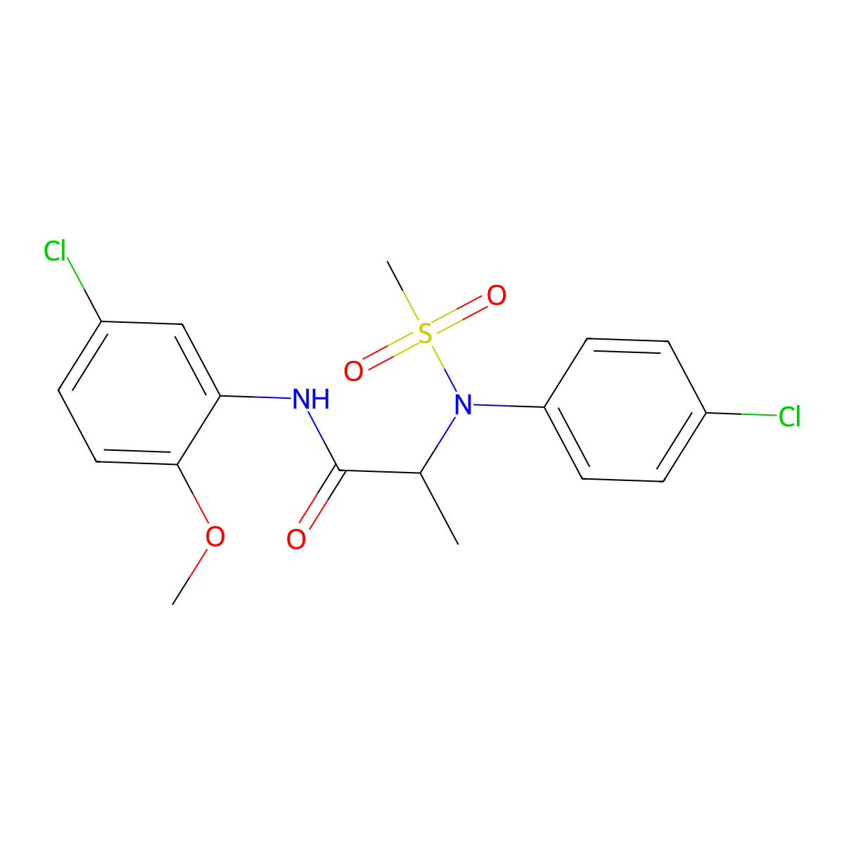 N-(5-chloro-2-methoxyphenyl)-2-(4-chloro-N-methylsulfonylanilino)propanamide molecular structure, CAS 1009547-68-5