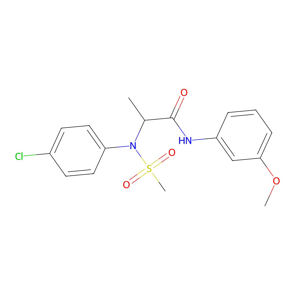 2-(4-chloro-N-methylsulfonylanilino)-N-(3-methoxyphenyl)propanamide molecular structure, CAS 1009547-99-2