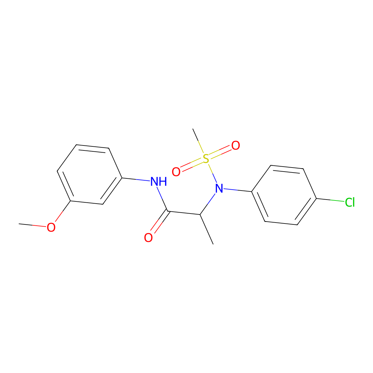 2-(4-chloro-N-methylsulfonylanilino)-N-(3-methoxyphenyl)propanamide molecular structure, CAS 1009547-99-2