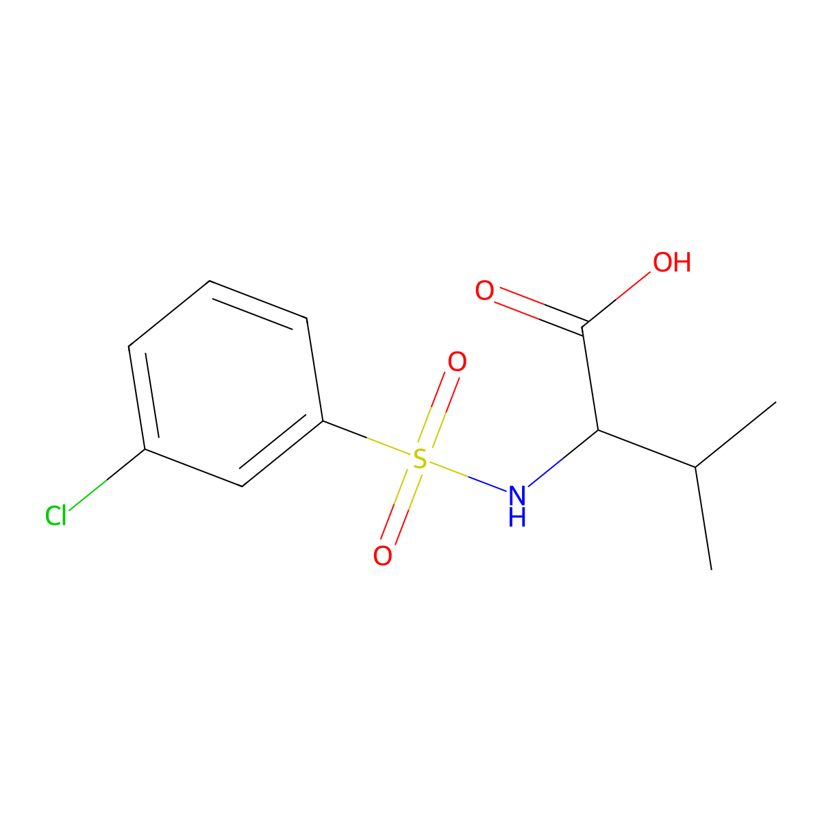 2-(3-Chlorobenzenesulfonamido)-3-methylbutanoic acid molecular structure, CAS 1009549-57-8