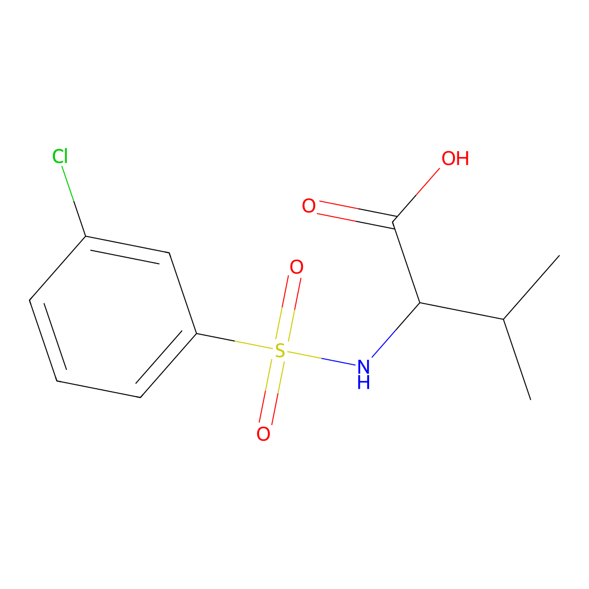 2-(3-Chlorobenzenesulfonamido)-3-methylbutanoic acid molecular structure, CAS 1009549-57-8