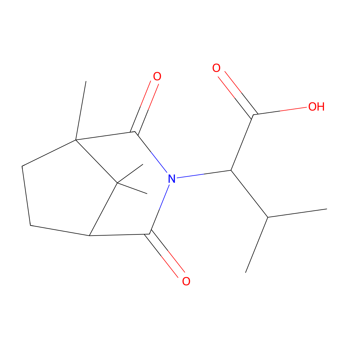 3-Methyl-2-(1,8,8-trimethyl-2,4-dioxo-3-aza-bicyclo[3.2.1]oct-3-YL)-butyric acid molecular structure, CAS 1009549-80-7