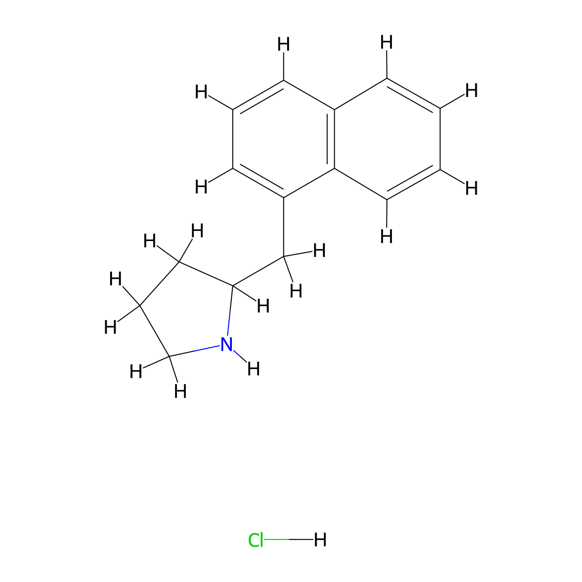 2-((Naphthalen-1-yl)methyl)pyrrolidine hydrochloride molecular structure, CAS 100955-55-3