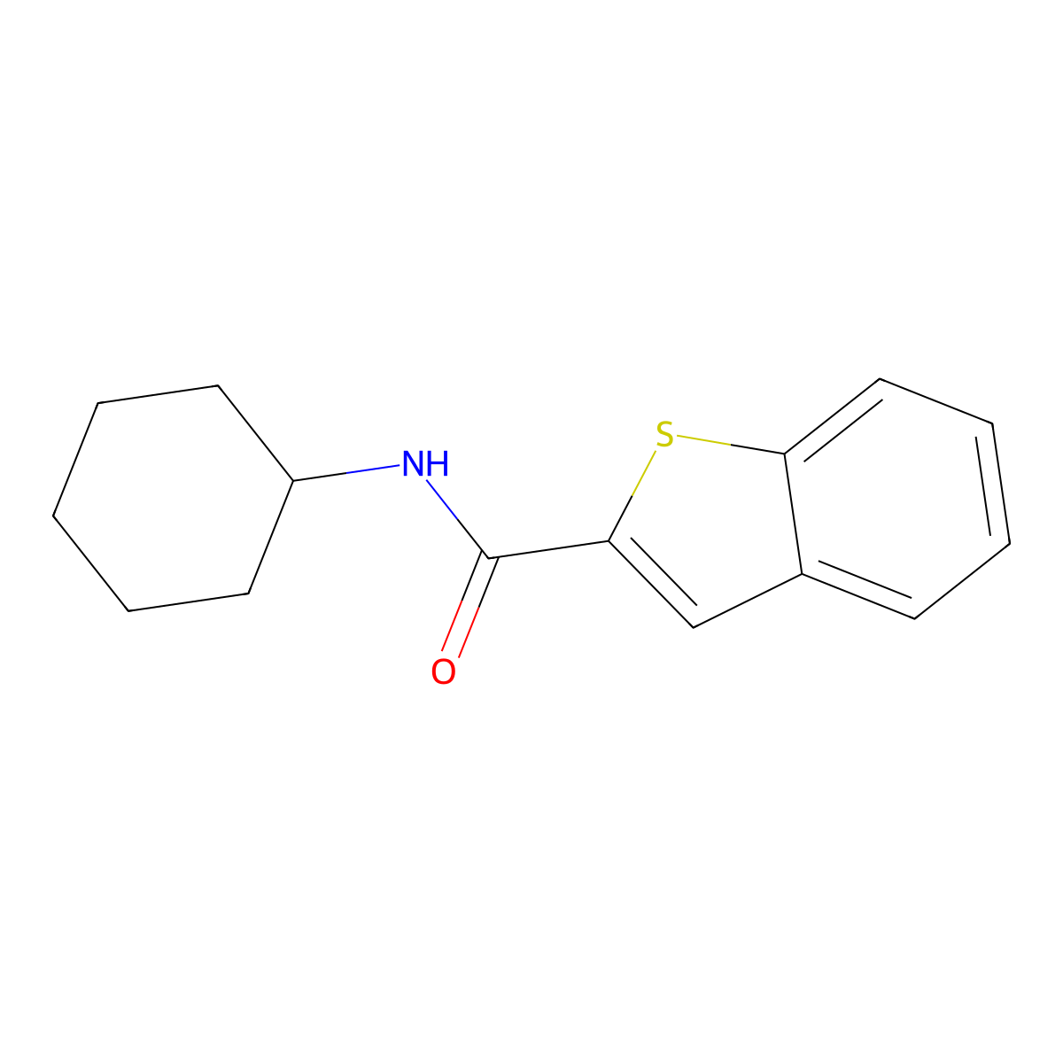 Benzothiophene-2-carboxylic acid cyclohexylamide molecular structure, CAS 100955-75-7