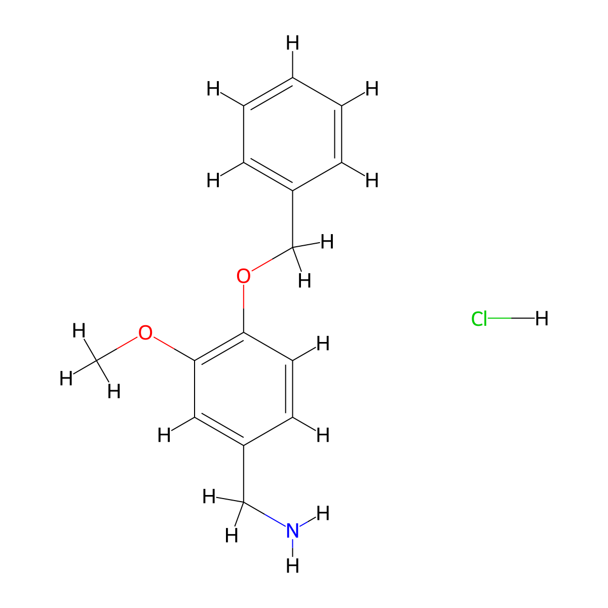 (4-(Benzyloxy)-3-methoxyphenyl)methanamine hydrochloride molecular structure, CAS 100955-81-5