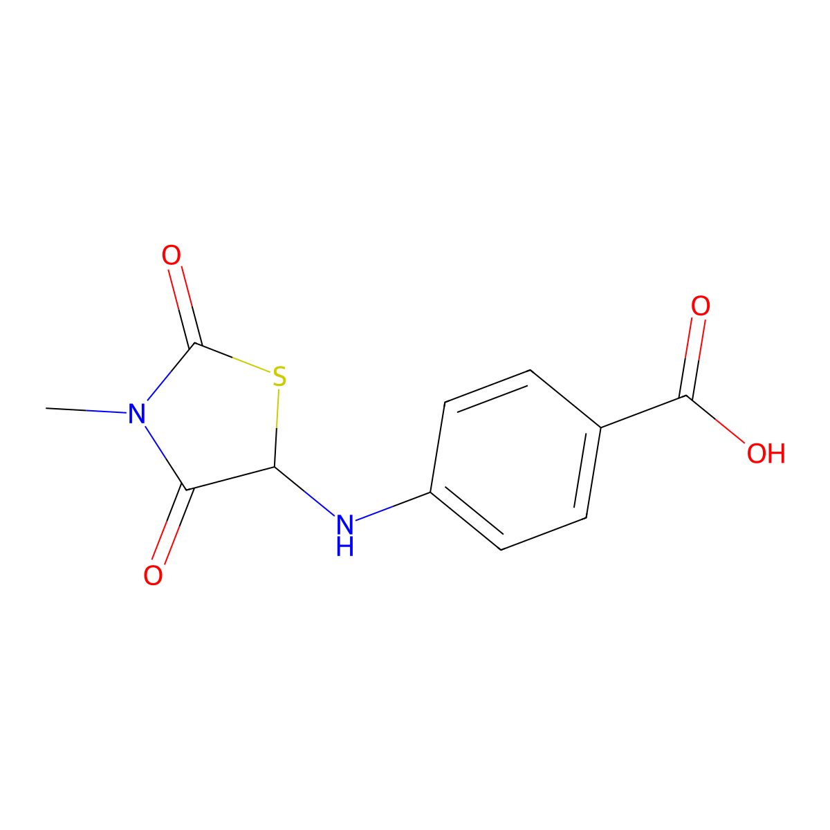 4-[(3-Methyl-2,4-dioxo-1,3-thiazolidin-5-yl)amino]benzoic acid molecular structure, CAS 1009550-36-0