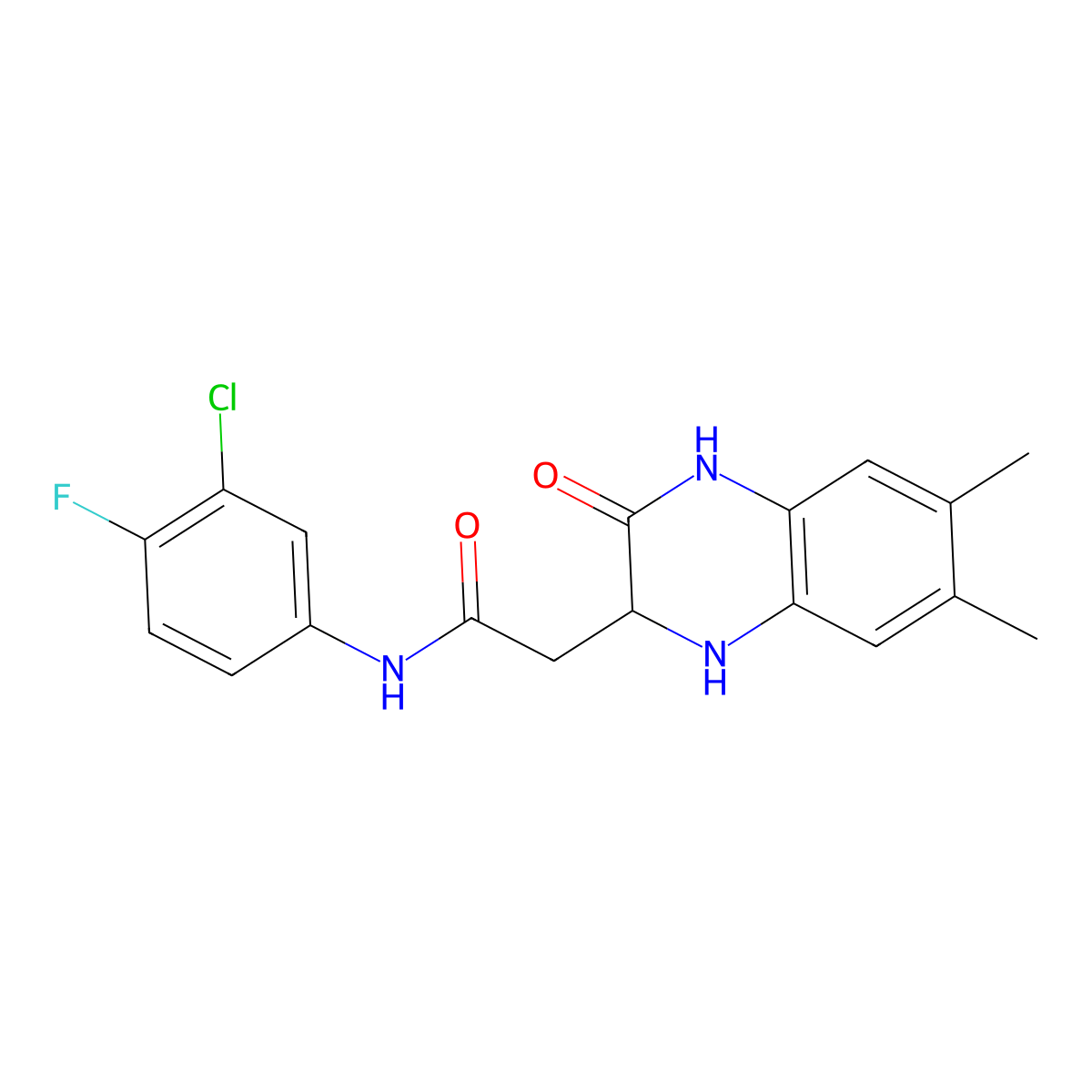 N-(3-chloro-4-fluorophenyl)-2-(6,7-dimethyl-3-oxo-1,2,3,4-tetrahydroquinoxalin-2-yl)acetamide molecular structure, CAS 1009551-86-3