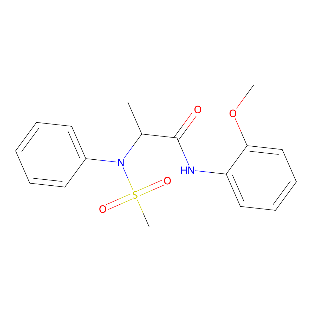 N-(2-methoxyphenyl)-2-(N-methylsulfonylanilino)propanamide molecular structure, CAS 1009552-02-6