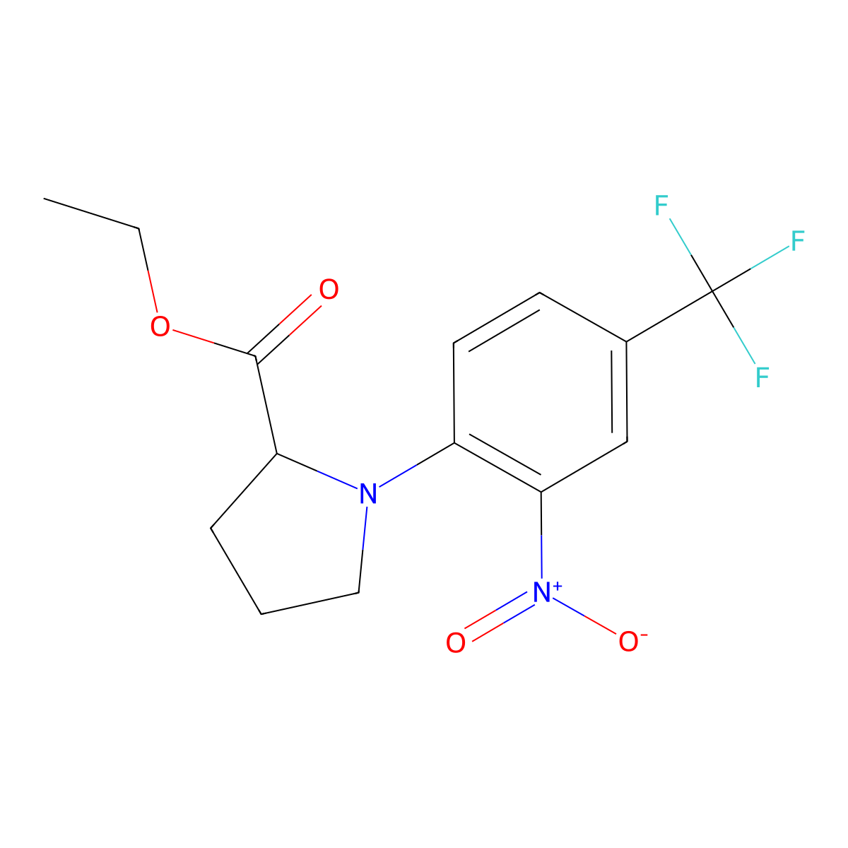 Ethyl 1-(2-nitro-4-(trifluoromethyl)phenyl)pyrrolidine-2-carboxylate molecular structure, CAS 1009552-39-9