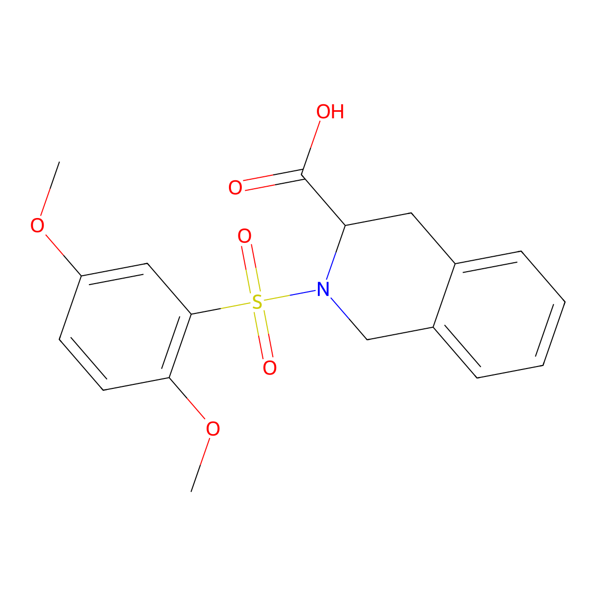 2-[(2,5-Dimethoxyphenyl)sulfonyl]-1,2,3,4-tetrahydro-3-isoquinolinecarboxylic acid molecular structure, CAS 1009554-61-3