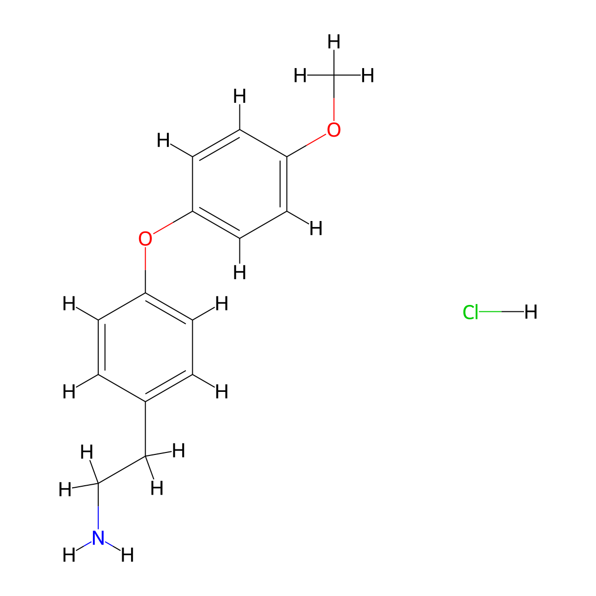 2-[4-(4-Methoxyphenoxy)phenyl]ethan-1-amine hydrochloride molecular structure, CAS 100956-00-1
