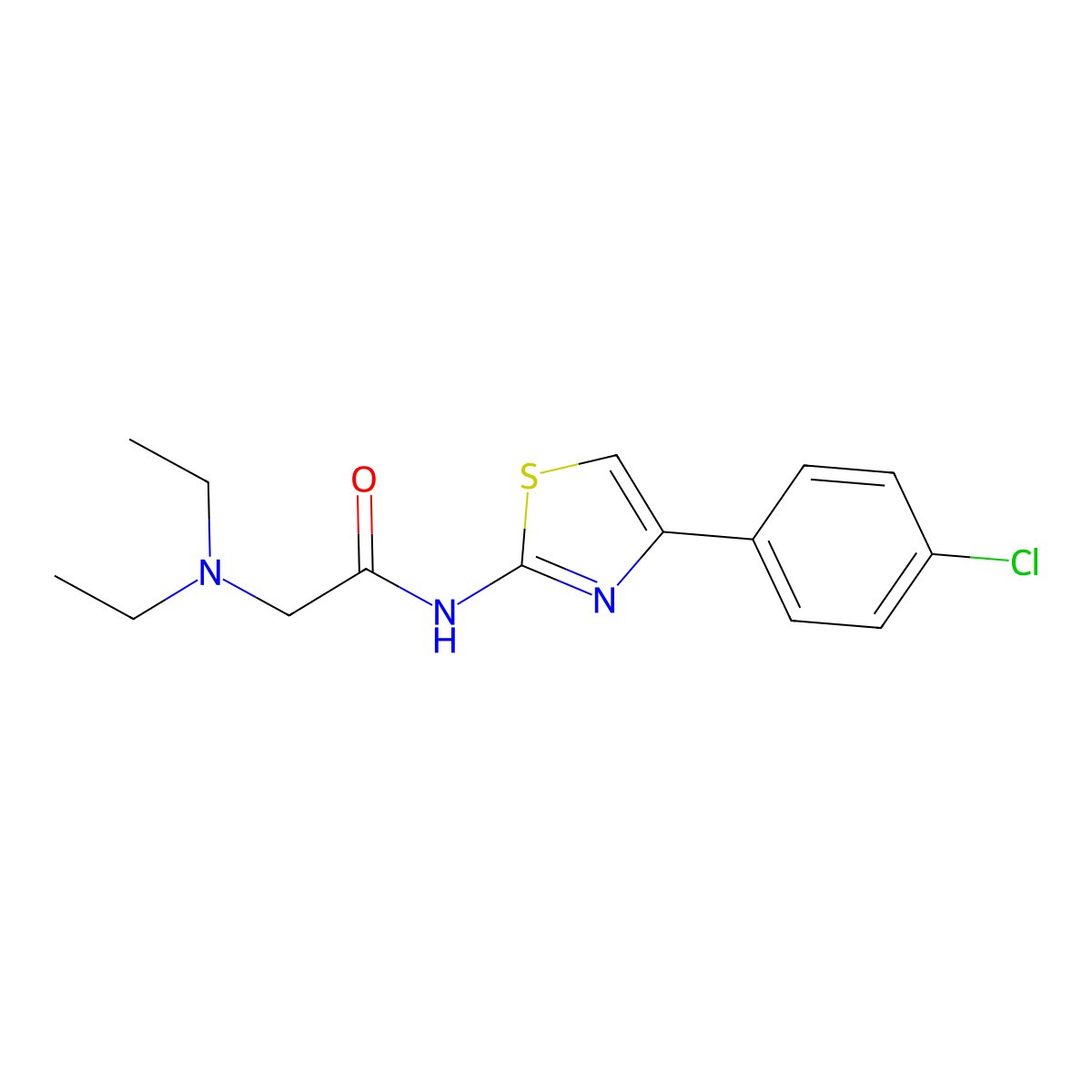 N-[4-(4-chlorophenyl)-1,3-thiazol-2-yl]-2-(diethylamino)acetamide molecular structure, CAS 100956-98-7