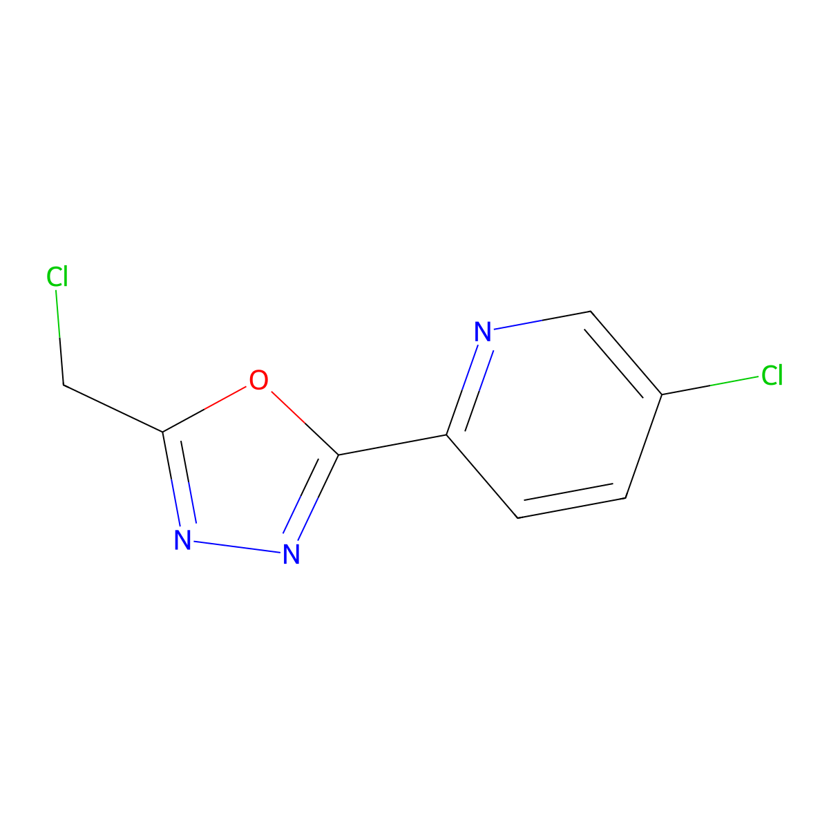 5-Chloro-2-[5-(chloromethyl)-1,3,4-oxadiazol-2-yl]pyridine molecular structure, CAS 1009562-61-1