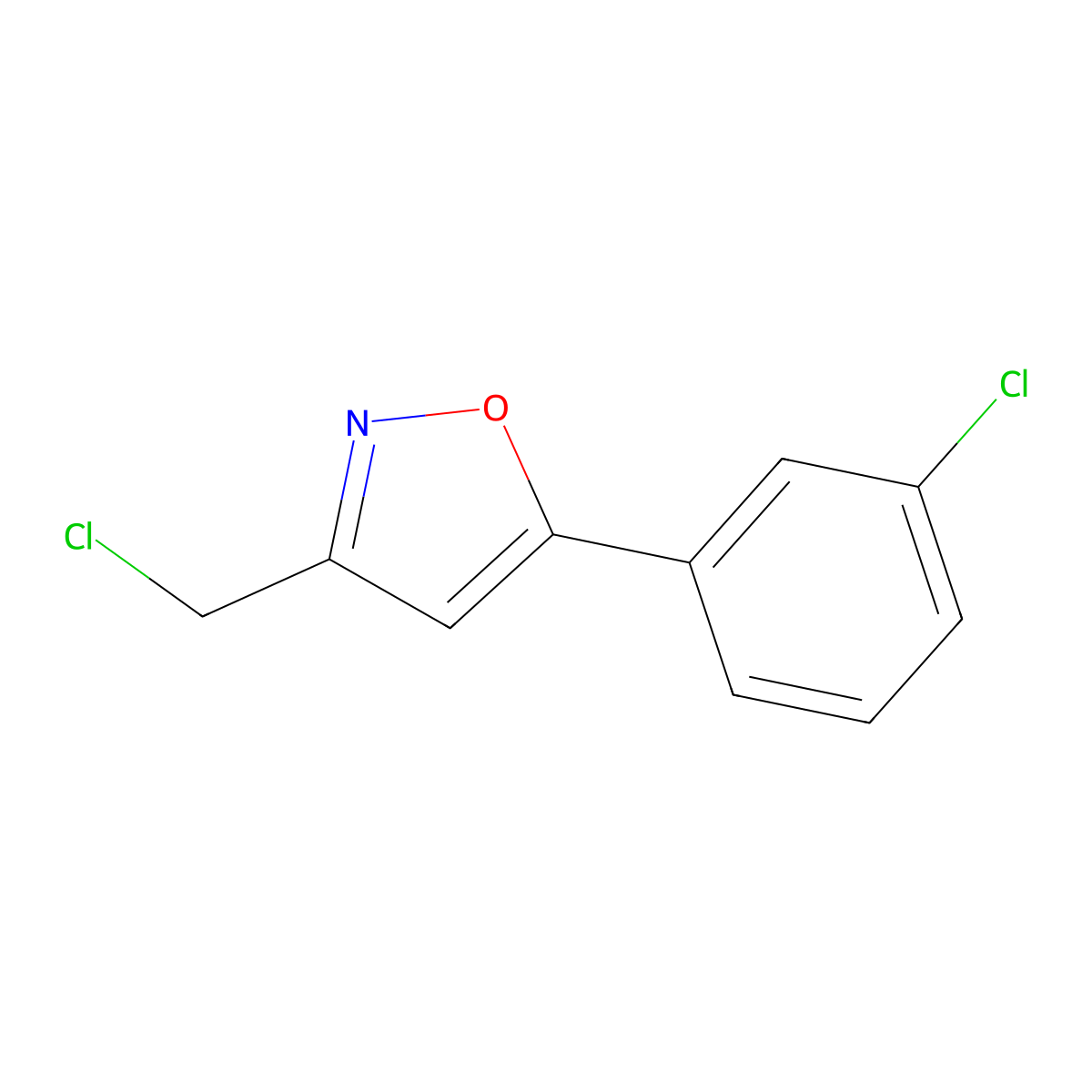 3-(Chloromethyl)-5-(3-chlorophenyl)-1,2-oxazole molecular structure, CAS 1009562-99-5