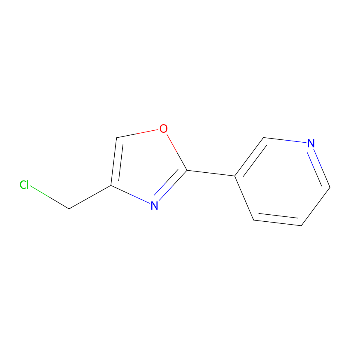 3-[4-(Chloromethyl)-1,3-oxazol-2-yl]pyridine molecular structure, CAS 1009563-23-8