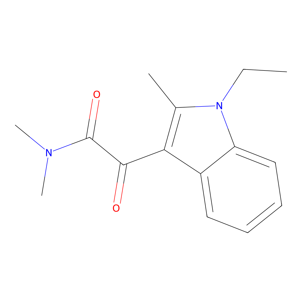 Indole-3-glyoxylamide, 1-ethyl-N,N,2-trimethyl- molecular structure, CAS 100957-73-1