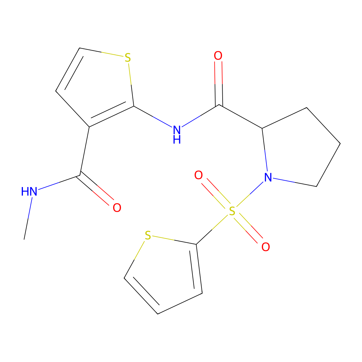N-[3-(methylcarbamoyl)-2-thienyl]-1-(2-thienylsulfonyl)pyrrolidine-2-carboxamide molecular structure, CAS 1009575-61-4