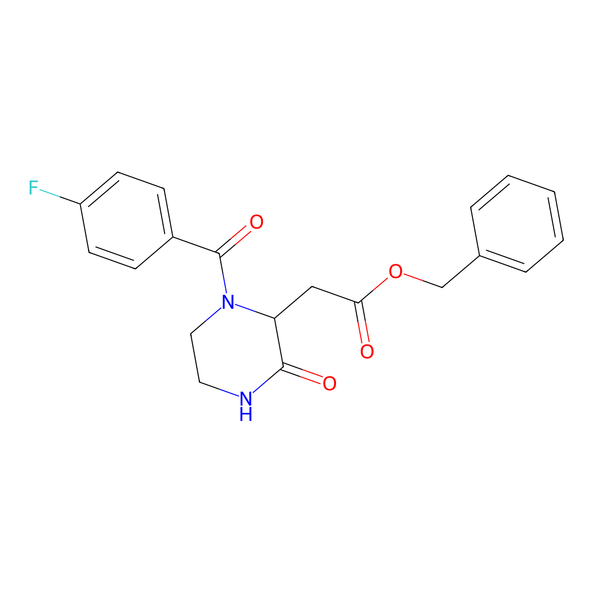 Benzyl [1-(4-fluorobenzoyl)-3-oxo-2-piperazinyl]acetate molecular structure, CAS 1009576-47-9