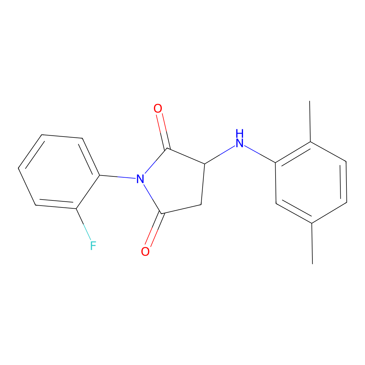 3-[(2,5-Dimethylphenyl)amino]-1-(2-fluorophenyl)azolidine-2,5-dione molecular structure, CAS 1009579-66-1
