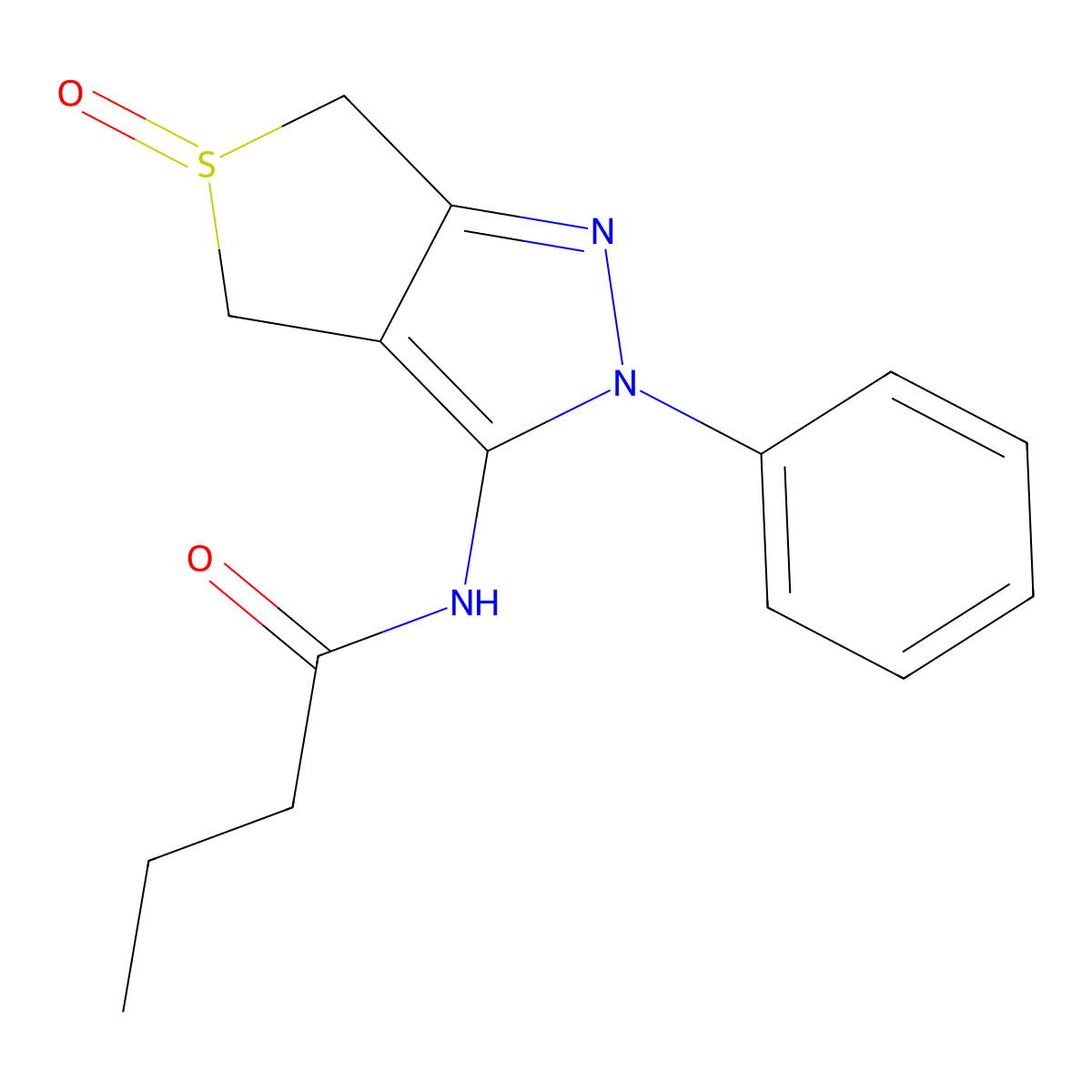 N-(5-oxo-2-phenyl-4,6-dihydrothieno[3,4-c]pyrazol-3-yl)butanamide molecular structure, CAS 1009580-96-4