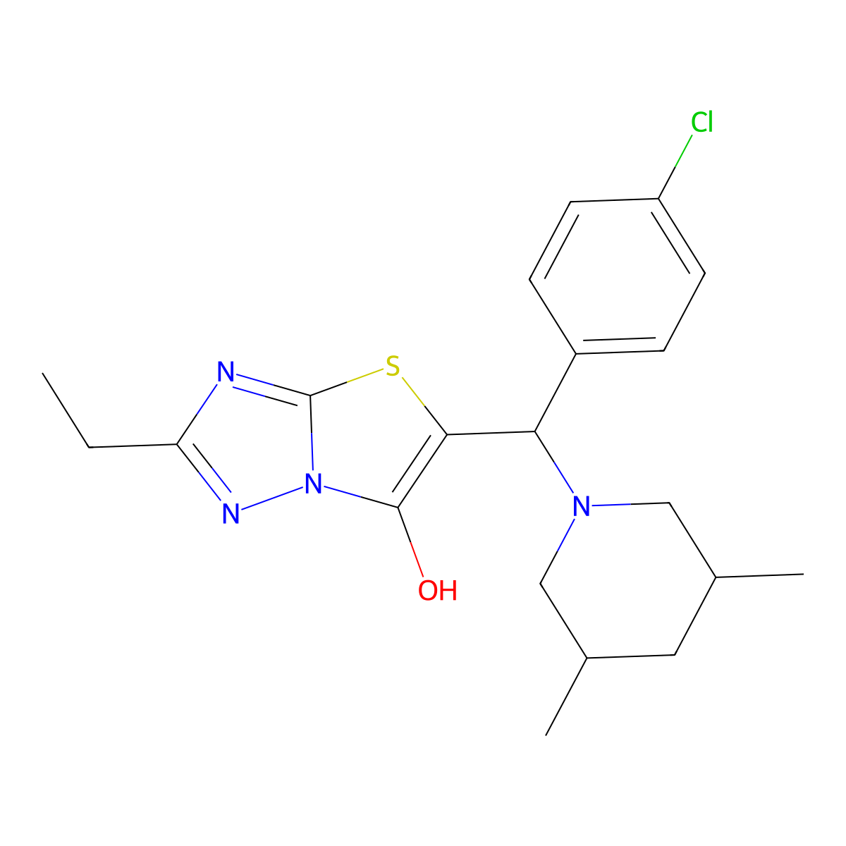 5-((4-Chlorophenyl)(3,5-dimethylpiperidin-1-yl)methyl)-2-ethylthiazolo[3,2-b][1,2,4]triazol-6-ol molecular structure, CAS 1009581-00-3