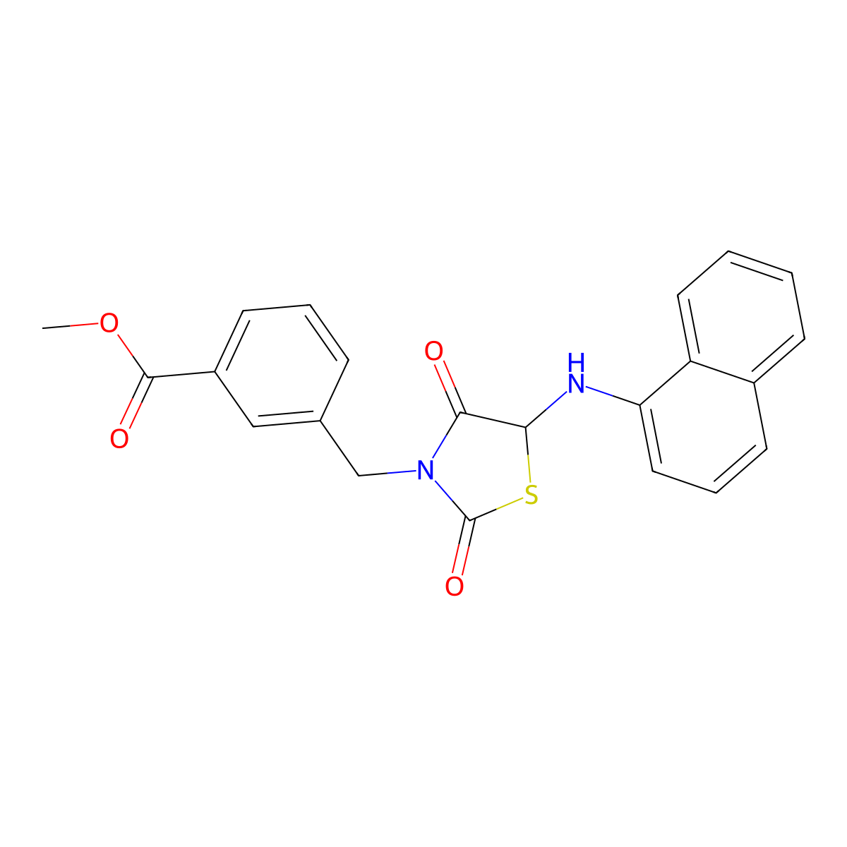 Methyl 3-{[5-(naphthylamino)-2,4-dioxo-1,3-thiazolidin-3-yl]methyl}benzoate molecular structure, CAS 1009581-20-7