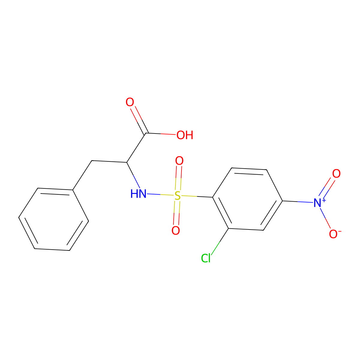 2-(2-Chloro-4-nitrobenzenesulfonamido)-3-phenylpropanoic acid molecular structure, CAS 1009582-33-5