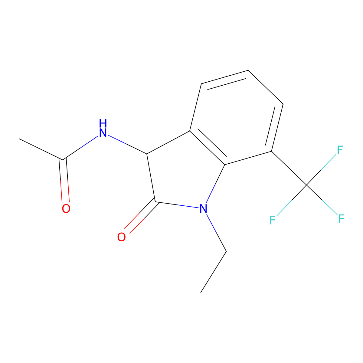 N-[1-ethyl-2-oxo-7-(trifluoromethyl)-2,3-dihydro-1H-indol-3-yl]acetamide molecular structure, CAS 1009585-30-1