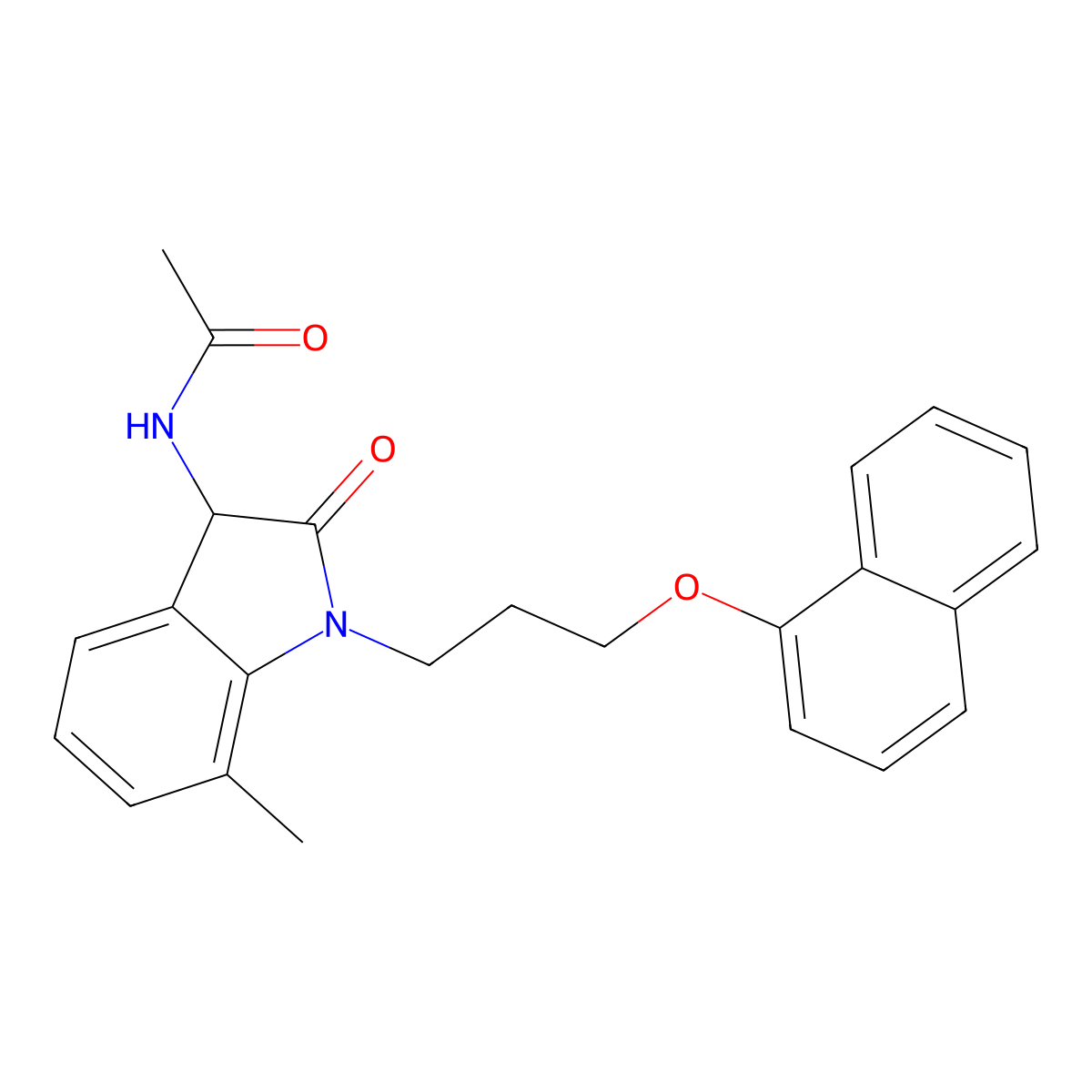 N-(7-methyl-1-(3-(naphthalen-1-yloxy)propyl)-2-oxoindolin-3-yl)acetamide molecular structure, CAS 1009586-15-5
