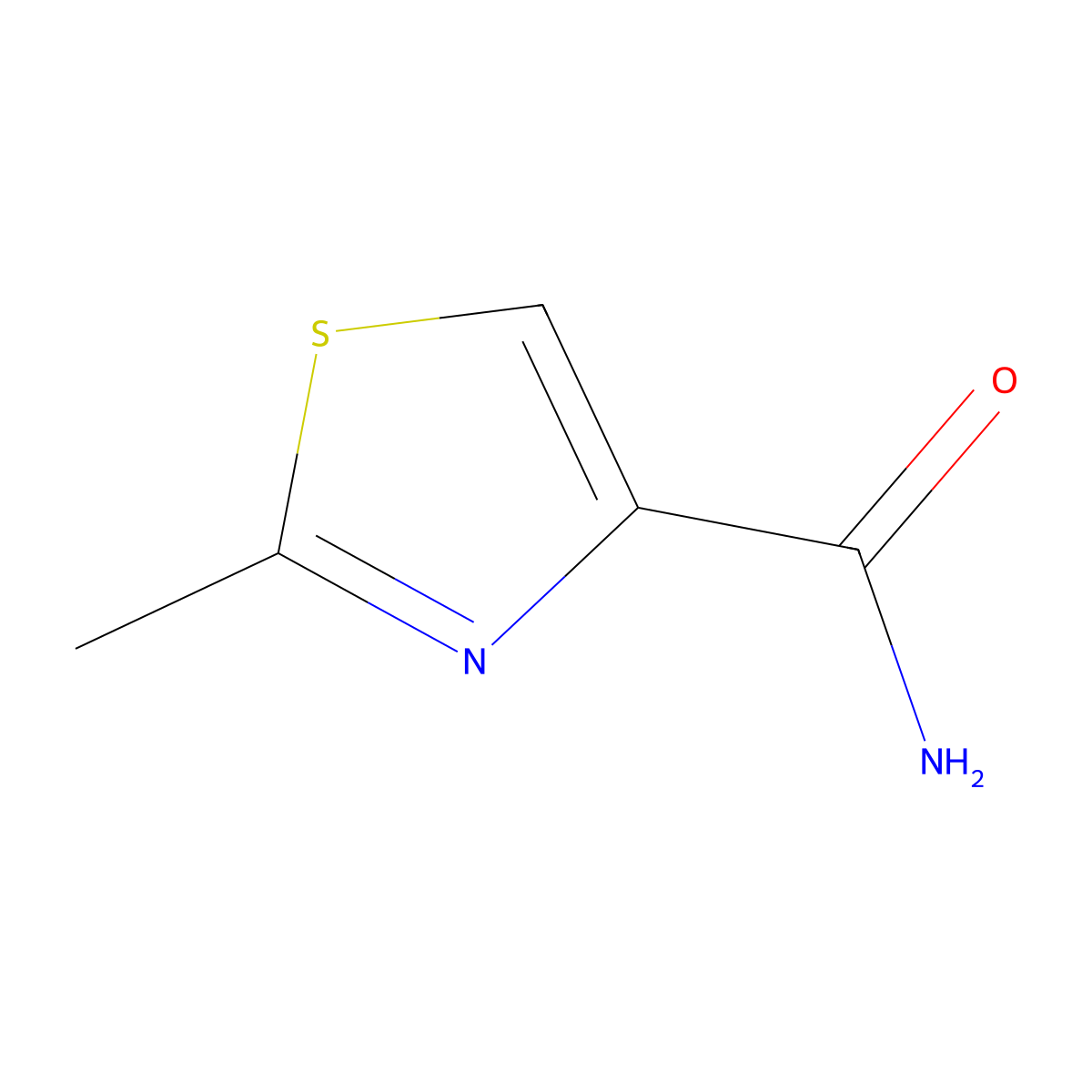 2-Methyl-1,3-thiazole-4-carboxylic acid amide molecular structure, CAS 100959-91-9